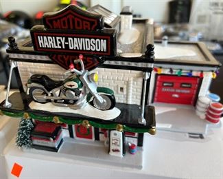 Harley Davidson Motorcycle Shop Snow Village Department 56