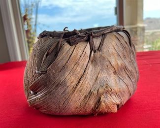 Vintage Palm Leaf Basket 