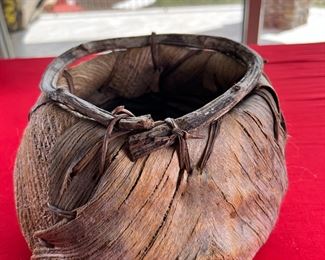Vintage Palm Leaf Basket 
