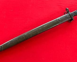 British 1913 Pattern WWI Remington Bayonet with Scabbard 1917 P1913 Enfield Blade: 17in Total: 21.5in