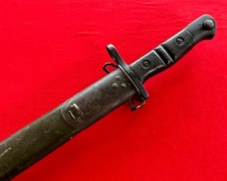 British 1913 Pattern WWI Remington Bayonet with Scabbard 1917 P1913 Enfield Blade: 17in Total: 21.5in