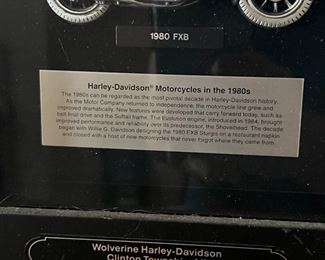 Harley Davidson Motorcycles Bikes Of The 1980s Framed Art Plaque Shadow Box 25x12x2in HxWxD