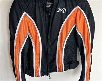 HARLEY DAVIDSON Motorcross Embroidered Orange and Black Panel Jacket Med