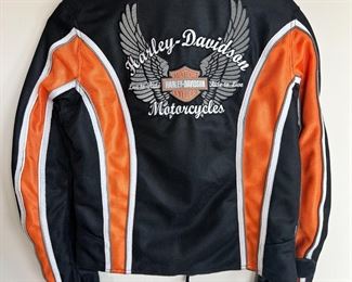 HARLEY DAVIDSON Motorcross Embroidered Orange and Black Panel Jacket Med