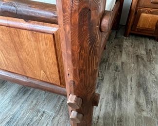 King Ponderosa Pine Log Bed Custom Made No Mattress Frame: 65x90x94in Box Spring: 78x75in
