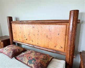 King Ponderosa Pine Log Bed Custom Made No Mattress Frame: 65x90x94in Box Spring: 78x75in