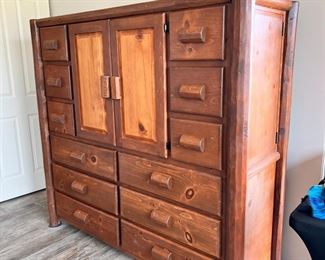 Large Double Ponderosa Pine Log Dresser Custom Made 64x68x24in HxWxD