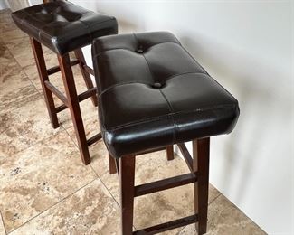 2pc Backless Saddle Seal Counter Height Stools PAIR 28 x 18 x 11in HxWxD