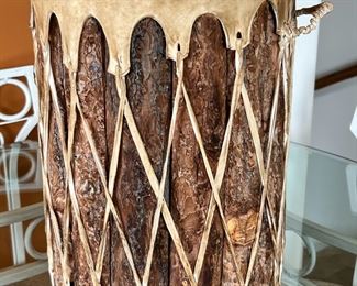 Native American Wood and Rawhide Drum 18.5 x 12 diameter.