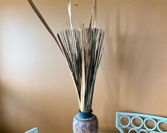 M Grey Navajo Etched Pottery Vase 11.75 inches high.