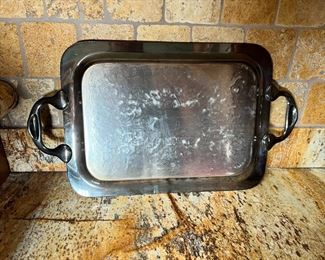 4pc Academy Silver on Copper Teaset Teapot: 10.5 inches high.