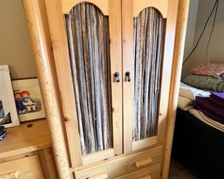 Pine Long & Saguaro Rib Wardrobe Cabinet 68 x 40 x 24in HxWxD