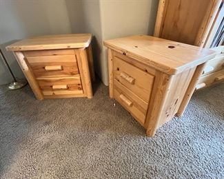 2pc Pine Long Nightstands PAIR 25.5 x 29 x 19.5.in HxWxD