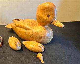 Hand Carved Wood Duck Decoy F. Arthmire #2 5.5x4.5x11in HxWxD