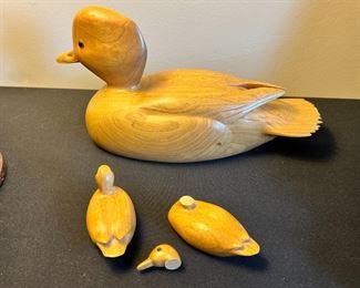 Hand Carved Wood Duck Decoy F. Arthmire #2 5.5x4.5x11in HxWxD