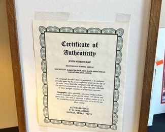 Signed John Mellencamp Photo Frame:17.5x13.25in HxWxD