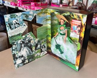 Barbie As Scarlett O’Hara Gone with the Wind Doll Hollywood Legends 12997 Green White Dress 14x10.5x3in HxWxD