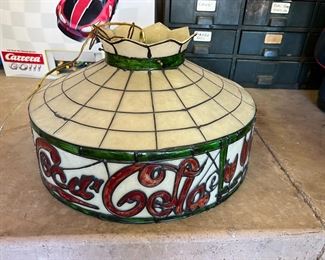 1970s Coca Cola Fiberglass Hanging Lamp Light Shade 9 x 19 indiameter