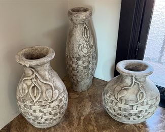 3pc Ceramic Decore Vases Tallest 20.5in
