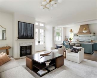 Bernhardt Cocktail Table with 2 tuck under ottomans for extra seating $2,500 Dimensions 56" W x 44" L X 20" H.