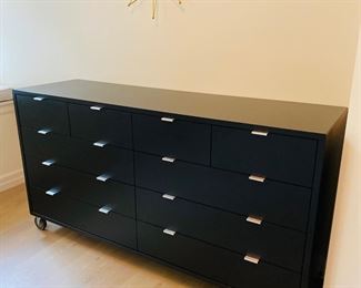 Room & Board Hudson 10 drawer dresser on casters. $1,200. Dark wood in an espresso finish. Dimensions are 70"W x 20"D x 38"H.