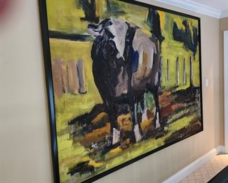large, signed oil on canvas painting: 90" x 60"