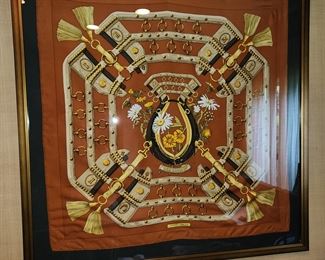framed Hermes silk scarf