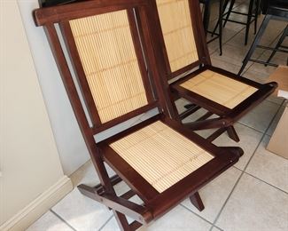 set of 8 folding teak chairs