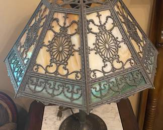 Slag Glass Table Lamp