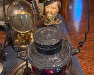 Electrified Railroad Lantern with Ruby Red Globe