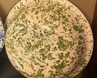 Green and White Enamelware 