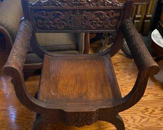 Carved Antique Savonarola Chair