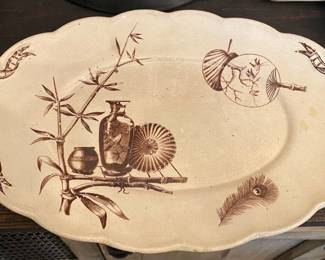 Oriental Ivory Transferware Platter