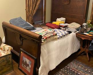 Antique Oak High Bed