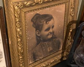 Large Gesso Framed Girl Photograph