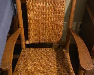 Nice Old Oak and Wicker Rocker