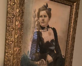 Gesso Framed Antique Female Photograph