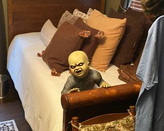 High Back Antique Oak Bed