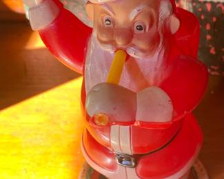 Vintage Plastic Santa Candy Container