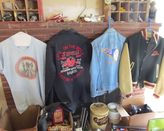 Vintage concert t's and Big E Levi's vest (tag on inside big E) for Moody Blues Tour, Rolling Stones 1981 Tour jacket, Bad Company 1977 concert shirt