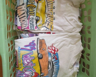 Huge bin of vintage Car show graphic T's