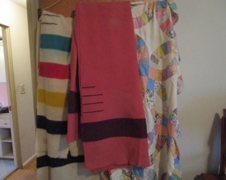 Hudson blankets and antique quilt top