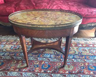 Antique Louis XV Style Oval marble-top Bouillotte table 