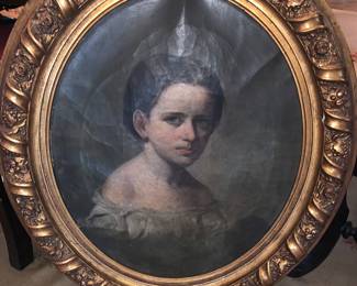 Oval portrait painting - no visible signature