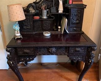 19th Century Carved Japanese rosewood desk