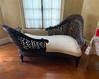 19th Century Anglo-Indian Courting Chaise Lounge