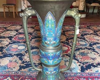 Antique 19th century French Brass Cloisonne enamel vase