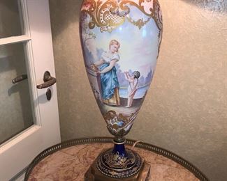 French Sevres Style Porcelain and Ormolu lamp