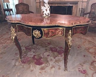 Antique French Napoleon III Boulle marble top table ormolu mounted in excellent condition. 