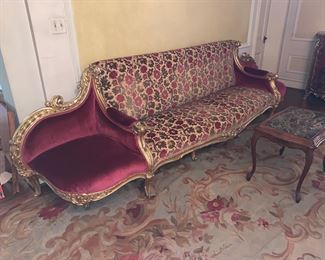Large Antique style gilt conversation sofa